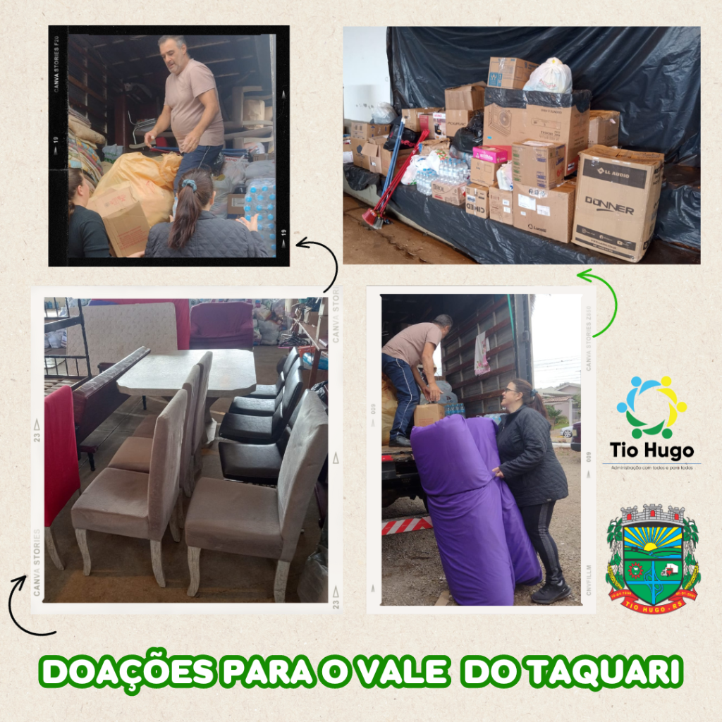 Administração Municipal de Tio Hugo envia donativos para o Vale do Taquari
