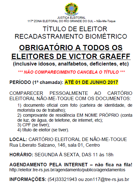 Recadastramento Biométrico para os eleitores de Victor Graeff