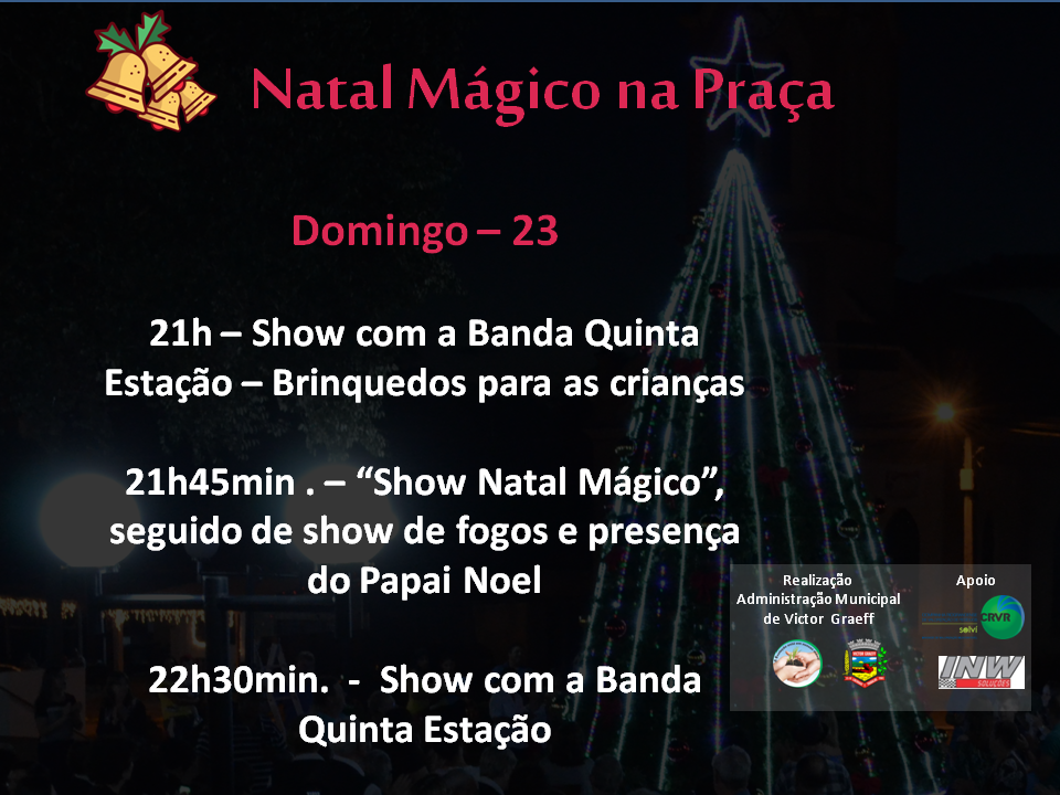 Show Natal  Mágico será realizado no domingo(23)