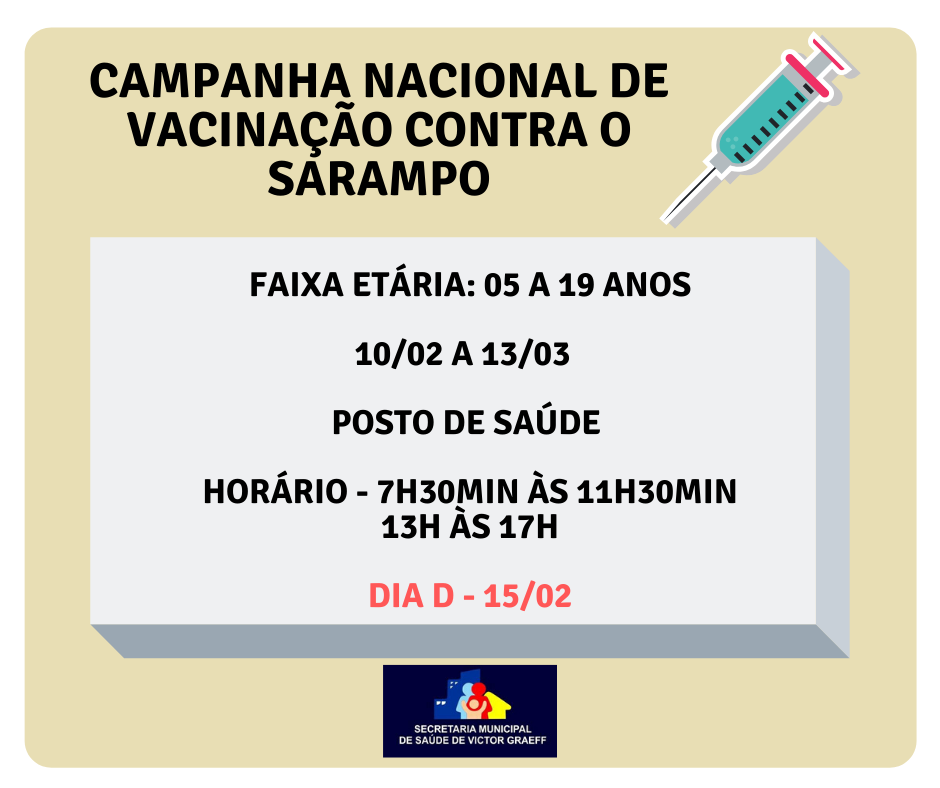Campanha de Vacinação contra o Sarampo inicia na segunda-feira, dia 10