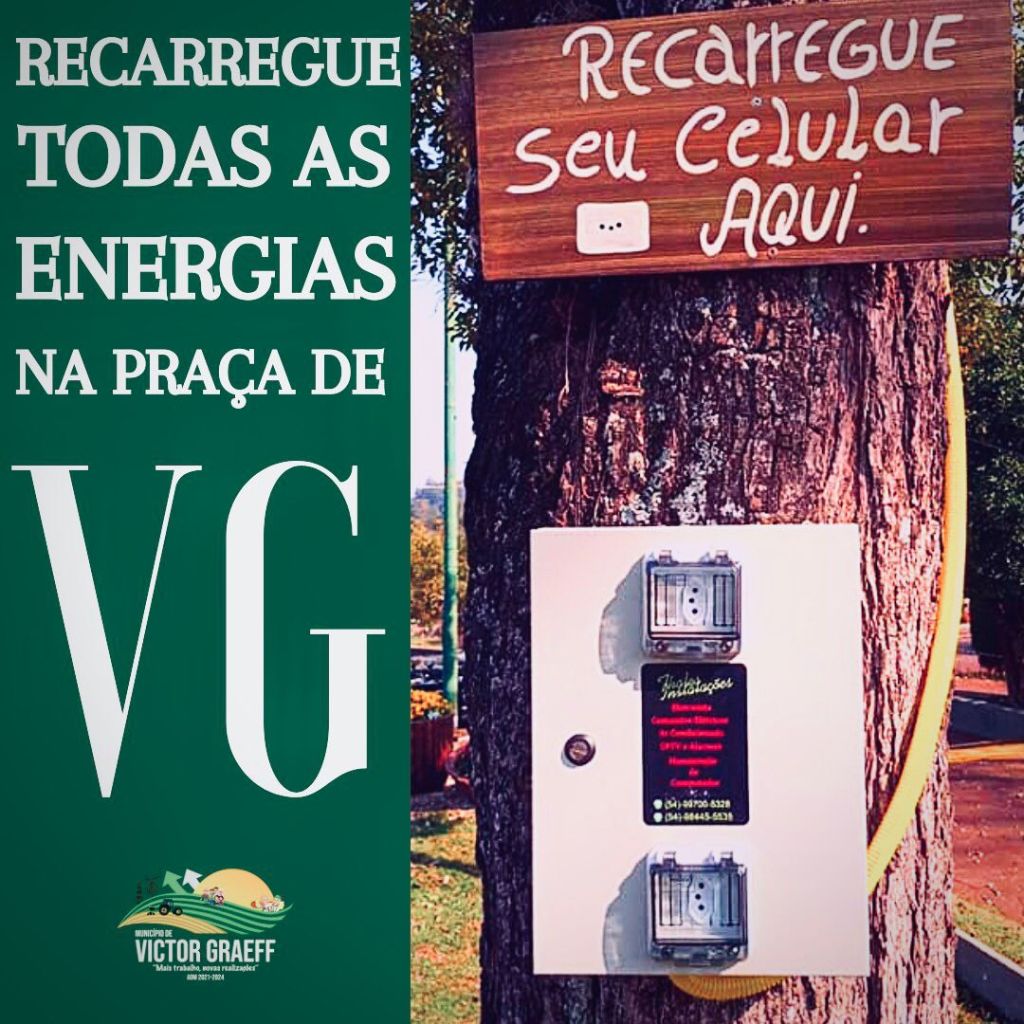 Pontos de carregamento de celular na praça Tancredo Neves