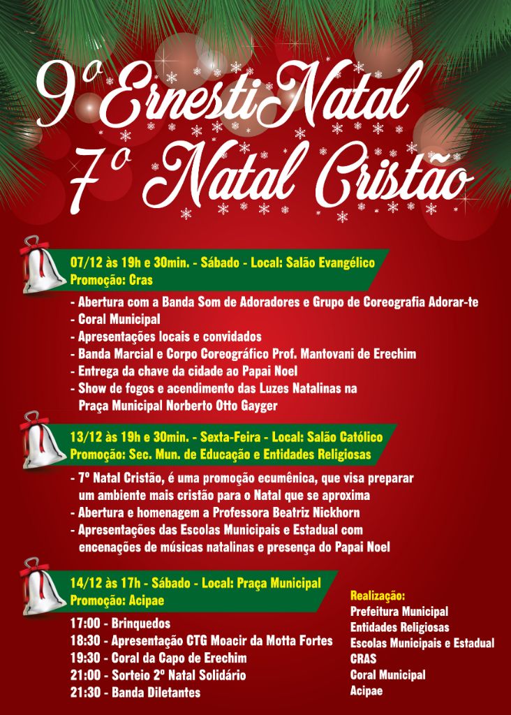 Ernestina convida para o 9º ErnestiNatal e 7º Natal Cristão - Ernestina -  Prefeitura Municipal