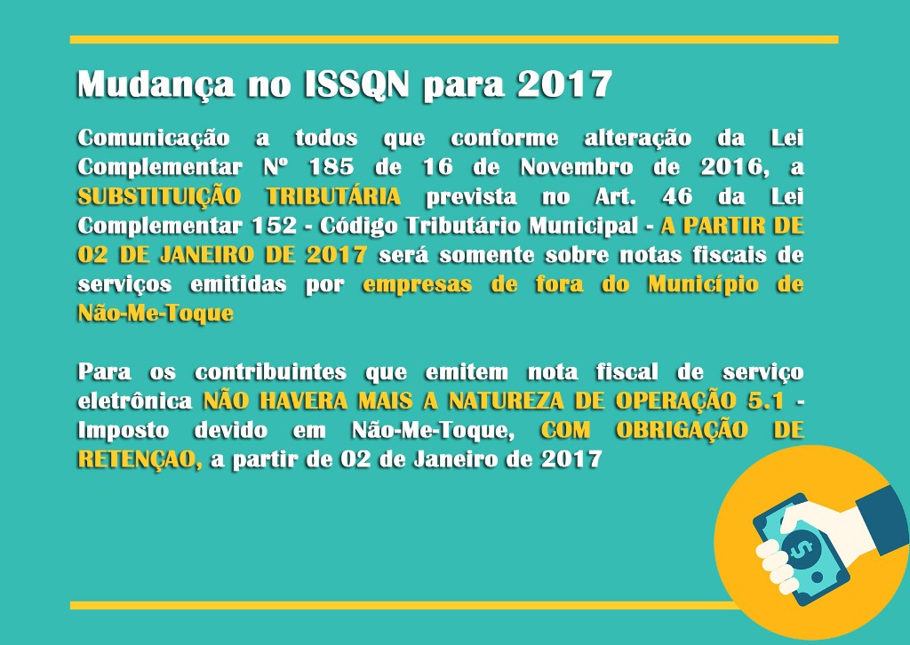 Mudança no ISSQN para 2017