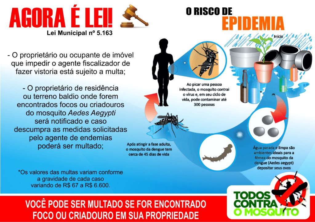 Combate ao Mosquito da Dengue: Quem dificultar ação dos agentes poderá ser multado
