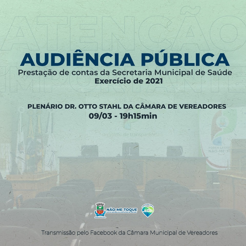 Prestação de Contas da Secretaria Municipal de Saúde exercício 2021 será apresentada em Audiência Pública