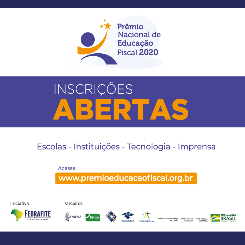 SECRETARIA DE EDUCAÇÃO CONVIDA ESCOLAS E PROFESSORES PARA PARTICIPAR DO “Prêmio Nacional de Educação Fiscal 2020” .