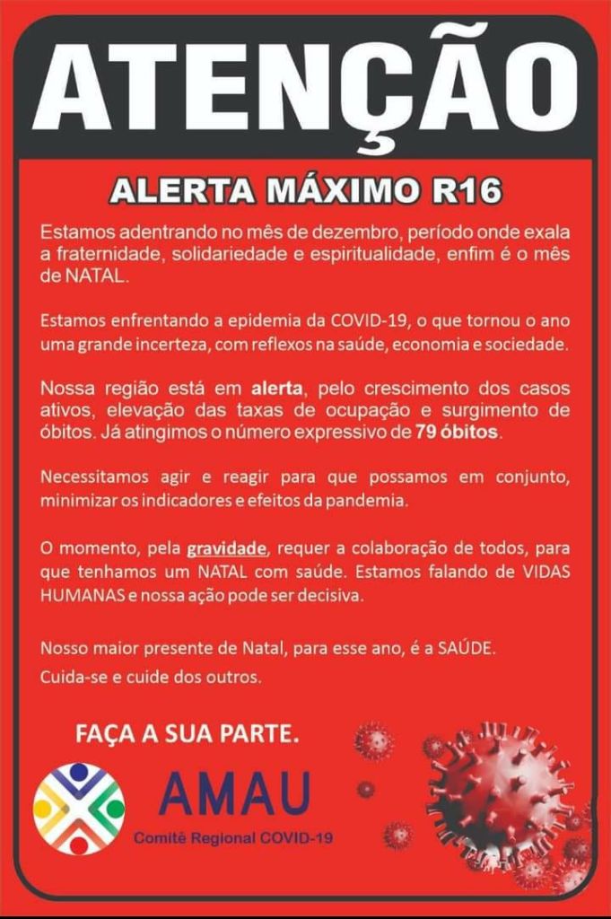 ATENÇÃO!!!  Alerta Máximo R16 – NOSSA REGIÃO
