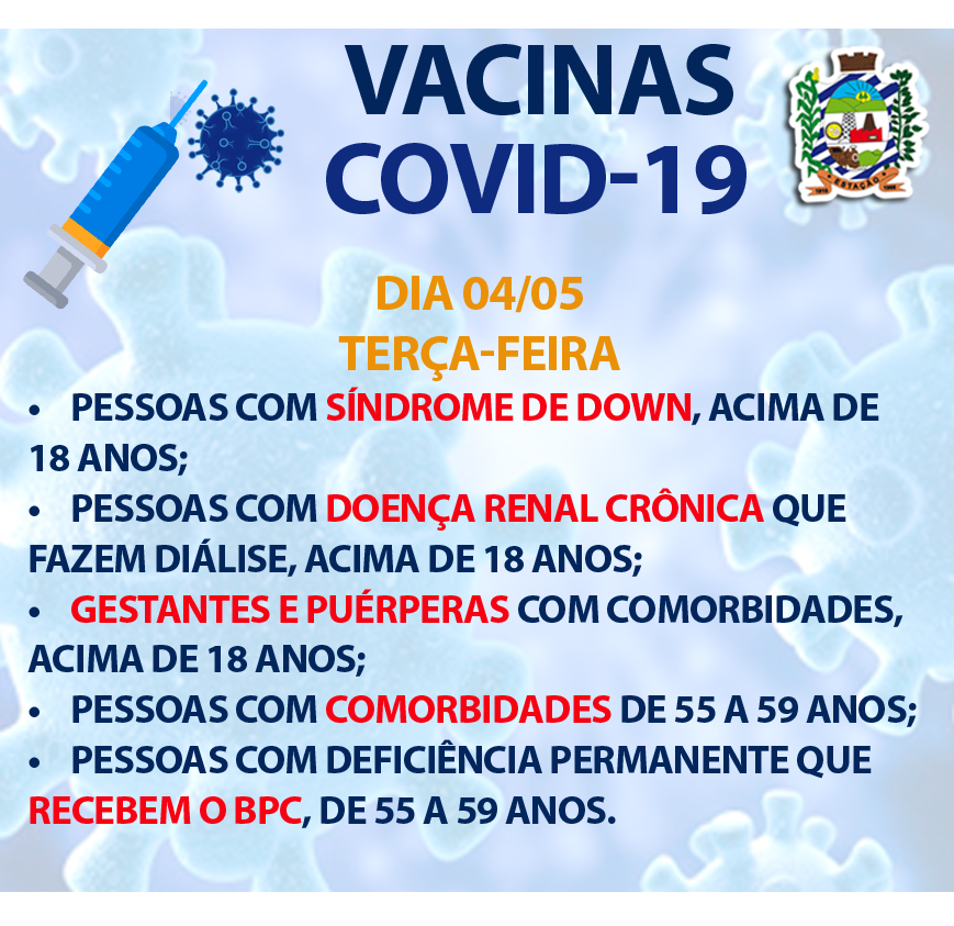 VACINAÇÃO COVID-19 – COMORBIDADES dia 04/05