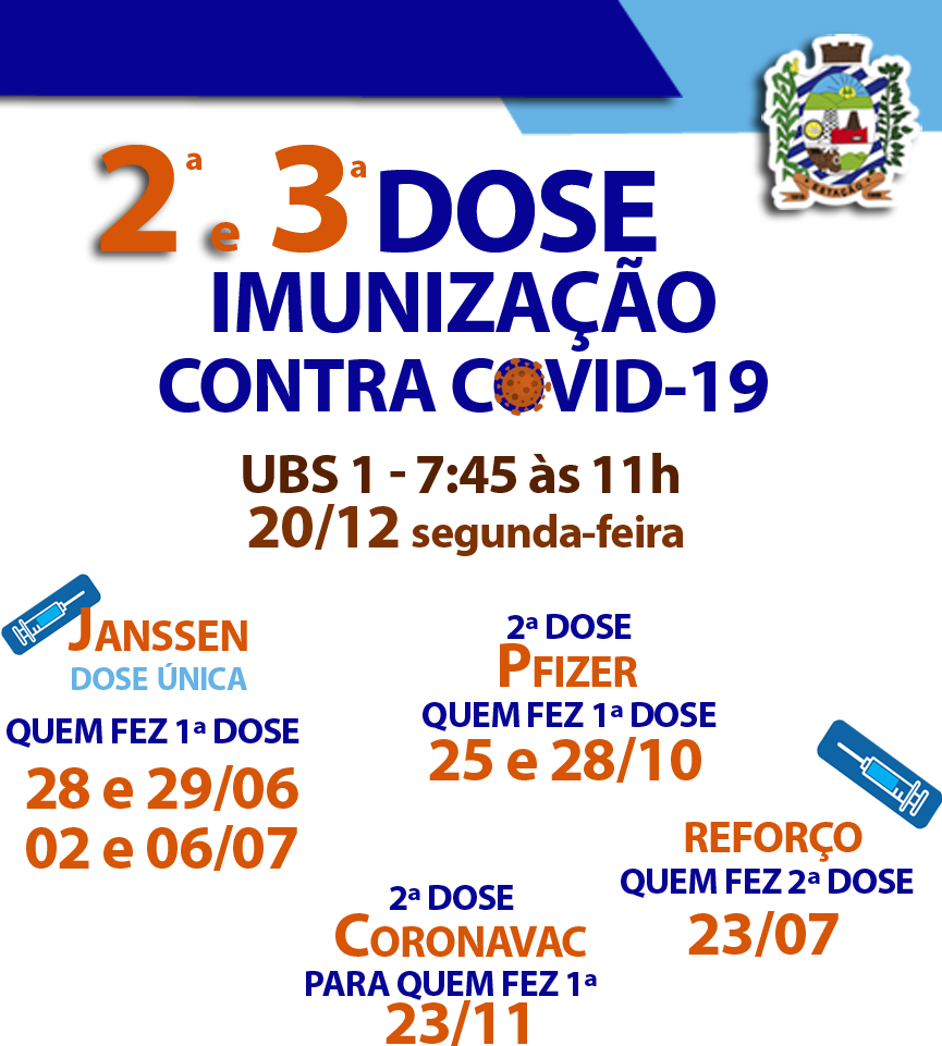 ATENÇÃO! IMUNIZAÇÃO CONTRA COVID-19 segunda dia 20/12!