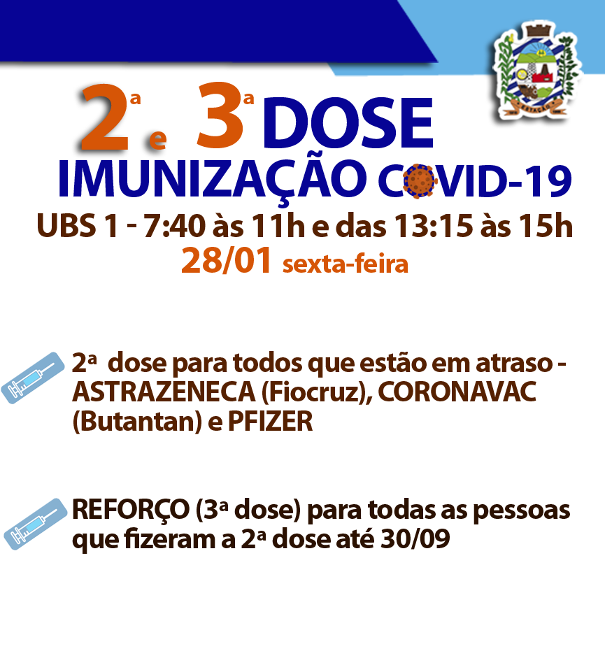 IMUNIZAÇÃO CONTRA COVID-19 – SEXTA dia 28/01!